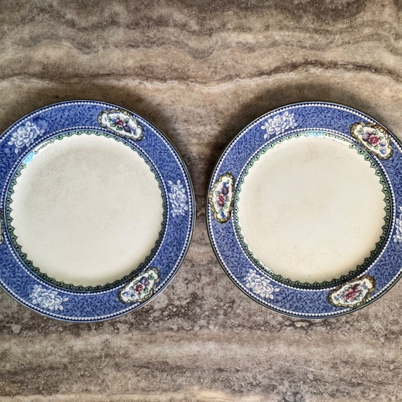 RARE Antique 6 Flow Blue & White Hancock & Sons Coronaware LAUREL Plates, ‘12-37 - Picture 4 of 7